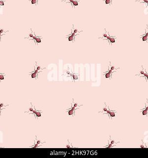 Seamless light pattern with geometric insects in rectangle mosaic ...