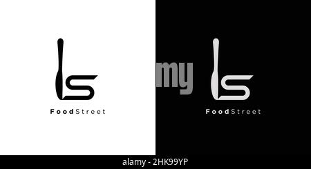LS initials restaurant logo design Stock Vector