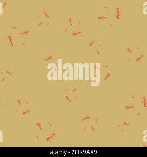 Ants seamless pattern. Insects on colorful background. Vector illustration for textile prints, fabric, banners, backdrops and wallpapers. Stock Vector