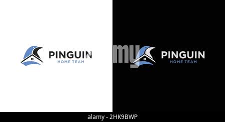 Unique and modern penguin house logo design Stock Vector