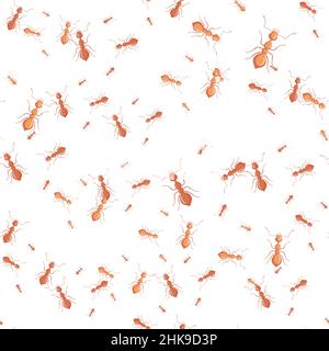 Ants seamless pattern. Insects on colorful background. Vector illustration for textile prints, fabric, banners, backdrops and wallpapers. Stock Vector
