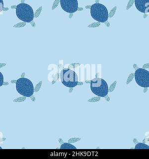 Sea turtles seamless pattern. Cute marine turtle in doodle style. Beautiful animals texture for fabric, wrapping paper, wallpaper, tissue, illustratio Stock Vector