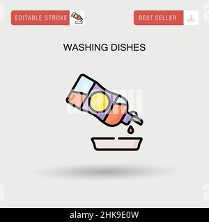 Washing dishes Simple vector icon. Stock Vector