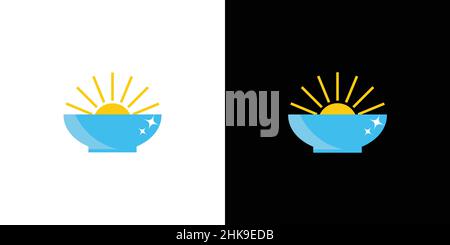 Unique and colorful breakfast bowl logo design Stock Vector