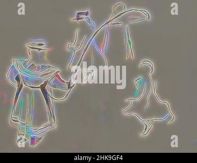 Inspired by Among other things, a figure in a costume with a skipping rope in the right hand. Figure studies, Reimagined by Artotop. Classic art reinvented with a modern twist. Design of warm cheerful glowing of brightness and light ray radiance. Photography inspired by surrealism and futurism, embracing dynamic energy of modern technology, movement, speed and revolutionize culture Stock Photo