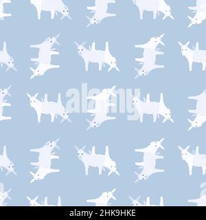 Seamless pattern of donkey. Domestic animals on colorful background. Vector illustration for textile prints, fabric, banners, backdrops and wallpapers Stock Vector
