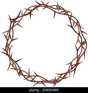 Crown of thorns isolated on white background. Religious symbols in flat style. Vector illustration Stock Vector