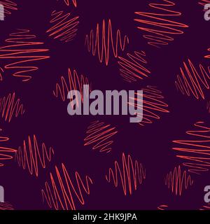 Soundwave seamless pattern. Curve waves background. Repeated texture in doodle style for fabric, wrapping paper, wallpaper, tissue. Vector illustratio Stock Vector