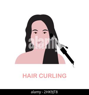 Hair Curling flat icon. Colored element sign from beauty salon collection. Flat Hair Curling icon sign for web design, infographics and more. Stock Vector