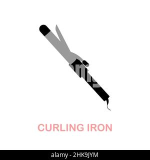 Curling Iron flat icon. Colored element sign from beauty salon collection. Flat Curling Iron icon sign for web design, infographics and more. Stock Vector