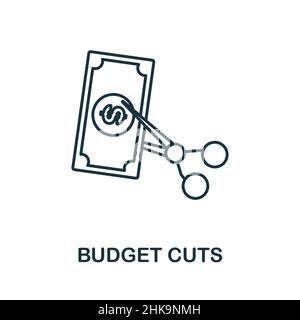 Budget Cuts icon. Line element from project development collection. Linear Budget Cuts icon sign for web design, infographics and more. Stock Vector