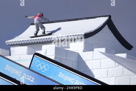 Zhangjiakou, China. 03rd Feb, 2022. Norway's Staale Sandbech completes a training run on the Snowboarding Slopestyle course at Genting Snow Park before the start of the 2022 Winter Olympics in Zhangjiakou, China on Thursday, February 3, 2022. Photo by Bob Strong/UPI Credit: UPI/Alamy Live News Stock Photo