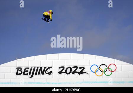 Zhangjiakou, China. 03rd Feb, 2022. Sweden's Sven Thorgren completes a training run on the Snowboarding Slopestyle course at Genting Snow Park before the start of the 2022 Winter Olympics in Zhangjiakou, China on Thursday, February 3, 2022. Photo by Bob Strong/UPI Credit: UPI/Alamy Live News Stock Photo