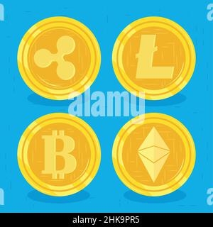 cryptocurrency icons set Stock Vector