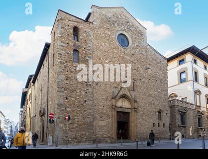 Florence, Italy. January 2022. exterior view of the Church of Santa Maria Maggiore in the city center Stock Photo