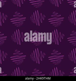 Soundwave seamless pattern. Curve waves background. Repeated texture in doodle style for fabric, wrapping paper, wallpaper, tissue. Vector illustratio Stock Vector