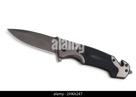 Tactical knife on white background, isolate Stock Photo