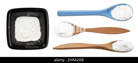 set of various baking powder isolated on white background Stock Photo