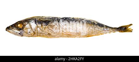 baked whole mackerel isolated on white background Stock Photo