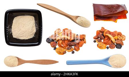 set of various flavorings from apple fruits isolated on white background Stock Photo