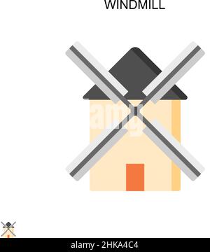 Windmill Simple vector icon. Illustration symbol design template for web mobile UI element. Stock Vector