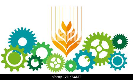 Biotechnology concept. Grain that comes from mechanical gears. Vector illustration Stock Vector