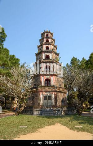 Thien Mu Pagoda Complex on the Perfume River, Hue, Thua Thien Hue province, central Vietnam Also known as the Pagoda of the Celestial Lady Stock Photo