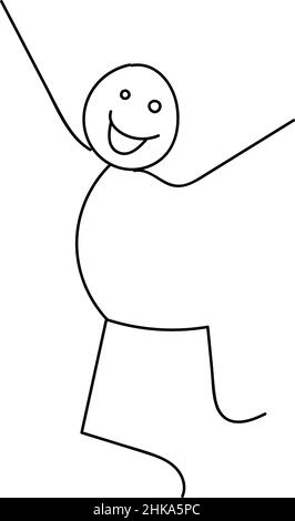 Happy Stick Figure vector illustration. Cartoon icon. Stock Vector