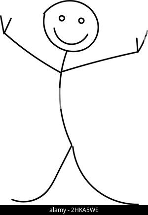 Happy Stick Figure vector illustration. Cartoon icon. Stock Vector