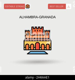 Alhambra-granada Simple vector icon. Stock Vector