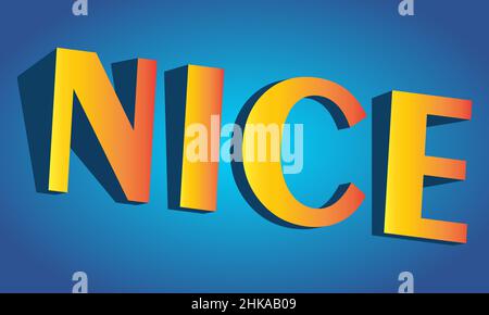 Nice 3d text effect in orange on blue background Stock Vector