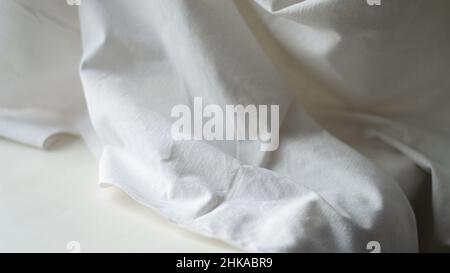 White linen abstract folded texture background Stock Photo