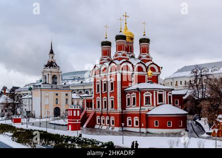 Cathedral of the icon of the Mother of God Sign of the former Znamensky monastery in Moscow. Russia. Stock Photo