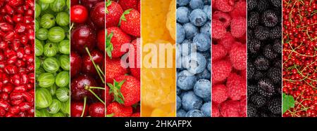 Colorful collage of different fresh berries. Stock Photo
