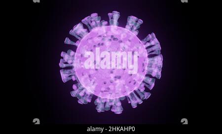 Conceptual illustration of an X-Ray of a purple virus cell against black background Stock Photo