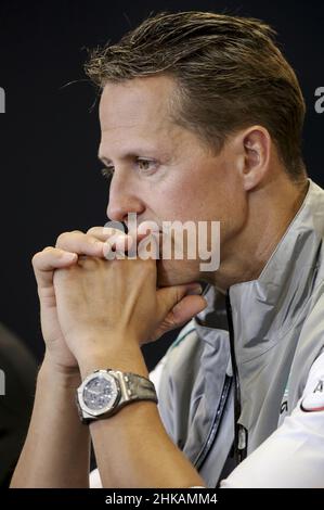 German Formula One driver Michael Schumacher, Mercedes AMG - 30 August 2012 - Francorchamps - Belgium. Stock Photo