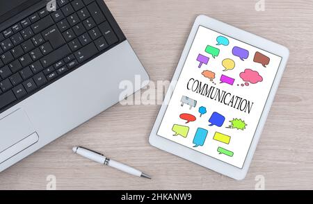 Communication concept shown on a digital tablet Stock Photo