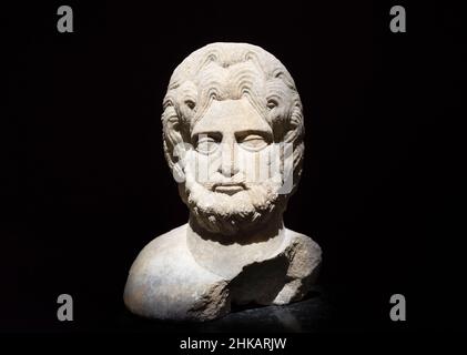 Marble Bust of Zeus Bronton, 2nd century CE. Istanbul Archaeology Museum. Stock Photo