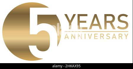 eps vector file with golden anniversary seal on white background for success or firm jubilee with text 5 years Stock Vector