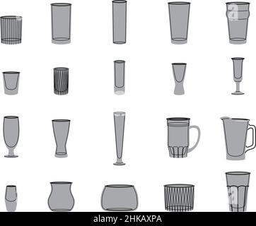 Vector line art set of alcohol glasses Stock Vector