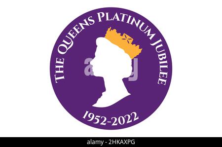 The Queen's Platinum Jubilee celebration background with side profile of Queen Elizabeth Stock Vector