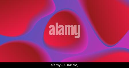 Liquid neon shapes background design. Fluid gradient composition. Futuristic bubbles abstract shapes in red and purple colors Stock Vector
