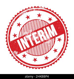 INTERIM text on red grungy rectangle stamp sign Stock Photo Alamy