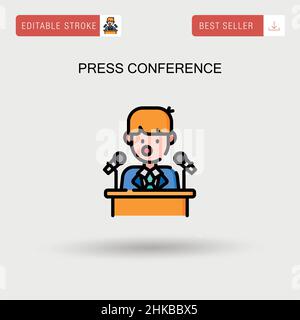 Press Conference. Public speaker, interview with journalists. Cartoon ...