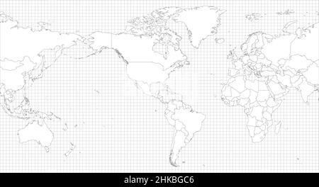 World simple outline blank map Stock Vector