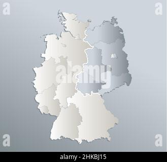 Germany map divided on West and East map, administrative divisions ...