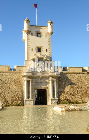 Puertas de Tierra fortress gate at Cadiz on Spain Stock Photo