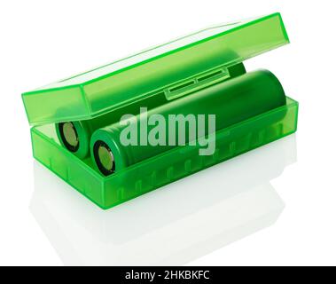 new batteries close-up on a white isolated background Stock Photo