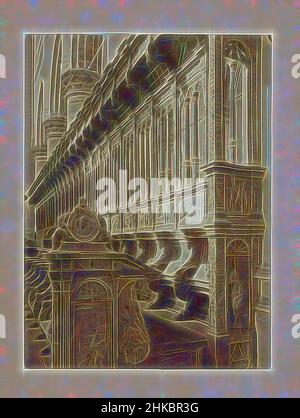 Inspired by Choir stalls in the Great or Our Lady's Church in Dordrecht, A.J.M. Mulder, Grote of Onze-Lieve-Vrouwekerk, c. 1880 - c. 1910, albumen print, height 231 mm × width 170 mm, Reimagined by Artotop. Classic art reinvented with a modern twist. Design of warm cheerful glowing of brightness and light ray radiance. Photography inspired by surrealism and futurism, embracing dynamic energy of modern technology, movement, speed and revolutionize culture Stock Photo