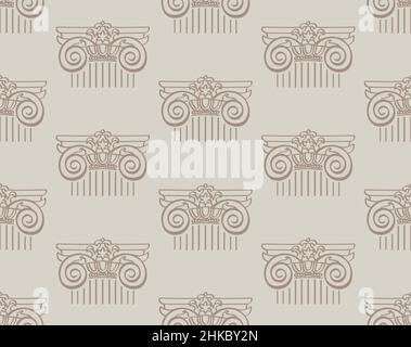 Classical design with ancient ionic order columns. Vector seamless pattern Stock Vector